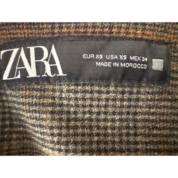 ZARA Womens XS Brown Camel Plaid Wool Blend Vest - Picture 3 of 10